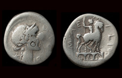 Man Aemilius Lepidus, Denarius, Equestrian Statue reverse, SOLD!